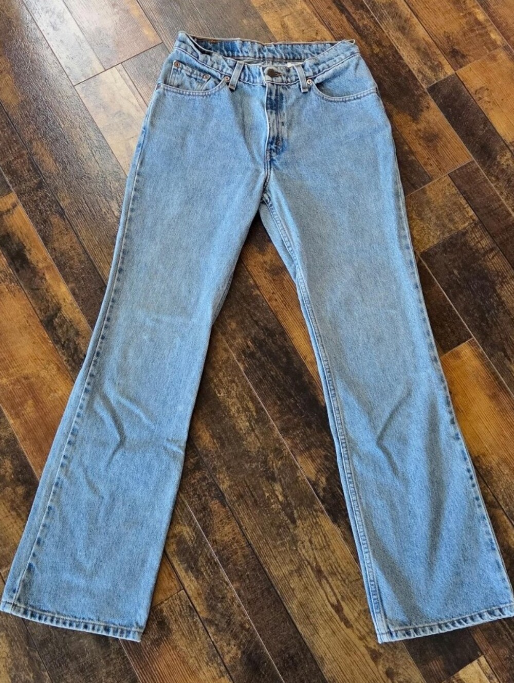 Vintage 1990s Y2K Levis 517 Low Rise Boot Cut Jeans / Semi-Fade Wash Denim